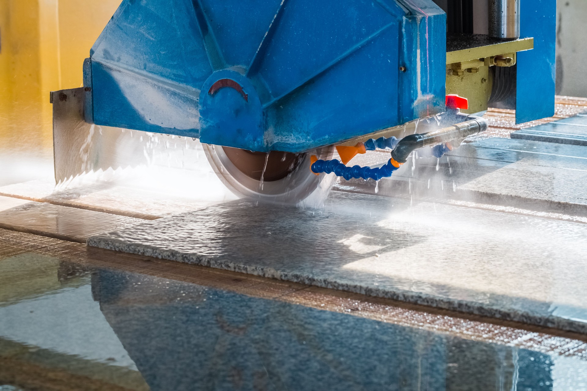 cutting granite closeup
